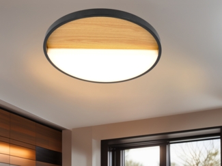 ECO Light 9350 M WO LED-Deckenleuchte VISTA rund holz schwarz 3000K 40cm