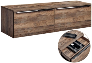 Waschtischunterschrank 160cm mit 2 Auszügen PUEBLA-56 in Vintage Oak Eiche, B/H/T 160,4/48,5/46 cm