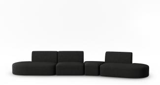 Micadoni Modulares Sofa Shane 6-Sitzer Rechts Chenille Schwarz Melange