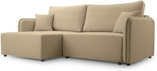 Selsey 'Kassian' Ecksofa mit Schlaffunktion und Bettkasten, beige, links