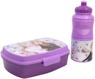 Disney Frozen 2er Set Kinderflasche (380 ml) und Brotdose im Geschenkkarton