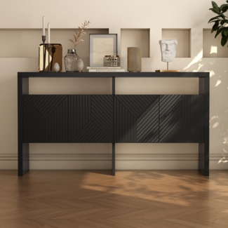 Merax Kommode / Sideboard / Flurschrank mit 2 offenen Fächern und 4 Türen, Schwarz