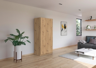 rauch Kleiderschrank, Drehtürenschrank COSTA, 2-türig, push-to-open, Eiche Artisan, 91 x 197 x 54 cm