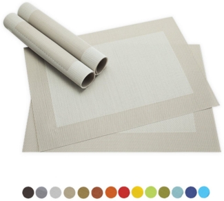 matches21 HOME & HOBBY Platzset Tischsets BORDA 4er Set Creme-weiß als Tischuntersetzer, (4-St), Abwaschbare Platzsets als Tischunterlagen für Ess-Tisch Tisch-Deko