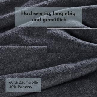 La Vida Sofaläufer Überwurf Tages-Decke in dunkel-grau - Oeko-TEX® Zertifiziert,100x200 cm, Baumwollmischung bis 40 °C waschbar mit Overlock-Stitching & Fransen, Schutz für Sessel, Sofa & Bett…