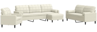 vidaXL 4-tlg. Sofagarnitur mit Kissen und Nackenrollen Creme Samt 3278469