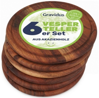 Gravidus Schneidebrett Vesperteller aus Akazienholz – stilvoll & funktional, Akazie, (6-St)