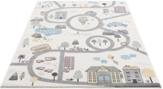 Carpet City Kinderteppich Anime9376, rechteckig, Höhe: 11 mm, Straßen-Spiel-Teppich, Auto, Weicher Flor, Pflegeleicht, Kinderzimmer