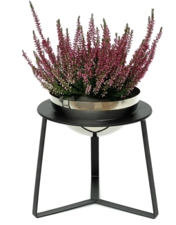 DanDiBo Blumenhocker Metall mit Topf Schwarz Silber 27 cm Blumenständer 96091 M Blumensäule Modern Pflanzenständer Pflanzenhocker