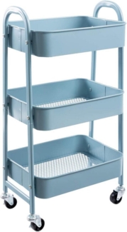 Rollwagen Küchenwagen - 3-Etagen Metall Utility Cart mit Rädern - Grau Blau