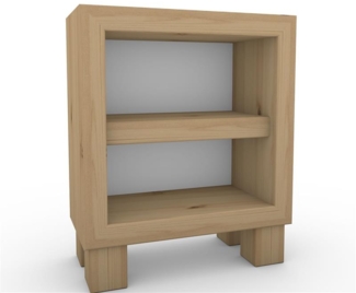 Nachttisch Nachtkommode Nachtkästchen mit Rückwand mit Zwischenboden mit Füße ohne Türe Fichte