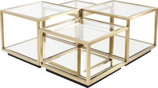 Kare Design Couchtisch Luigi (4/Set), edler Couchtisch in gold, bestehend aus 4 Kuben, mit Glasplatte, einzeln verwendbar, (H/B/T) 42,5x100x100cm