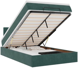 vidaXL Ottomane Bett mit Matratze & LEDs Dunkelgrün 120x190 cm Samt 3312755