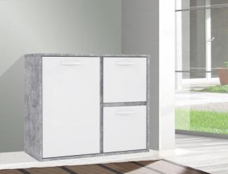 Kommode Sideboard Anrichte 99,5cm beton lichtgrau / weiß hochglanz