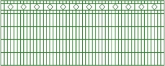 Schmuckzaun / Doppelstabmattenzaun Diamant / Raute Komplett-Set mit Abdeckleisten / Grün / 141cm hoch / 37,5m lang