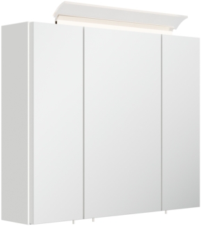 Spiegelschrank 75cm inkl. Design LED-Lampe und Glasböden weiss hochglanz : Weiss hochglanz