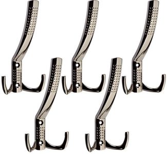 SO-TECH® Garderobenhaken JASMIN, Lochabstand 32 mm (5 St), groß (H x B x T: 143 x 76 x 67 mm), Chrom dunkel