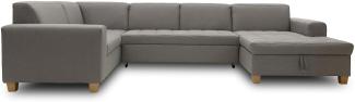 DOMO. collection Sugar Wohnlandschaft, Sofa, Couch, Polstergarnitur, Moderne U-Form, hellgrau, 162 x 333 x 199 cm