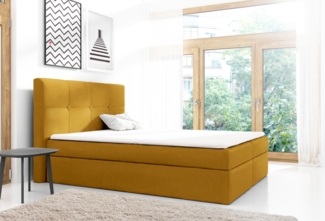 99rooms Verduro Boxspringbett Velours MONOLITH Gelb 140x200 cm