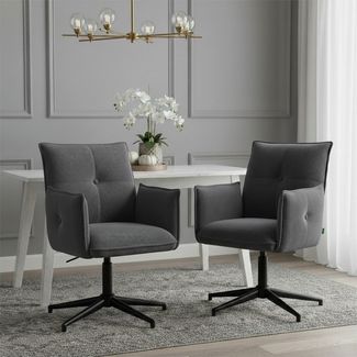 DUBI Möbel Polsterstuhl Mika-Nevio, Federkern, 360° drehbar & höhenverstellbar im 2er-Set