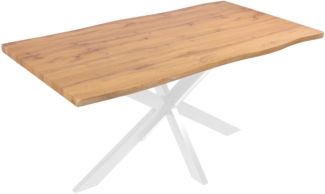 Esstisch Baumkante Holz-Optik Wildeiche 160 x 85 Spider-Gestell weiß JOSY 142463971