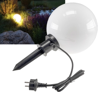 Garten Kugelleuchte Erdspieß "CT-GL30cm"IP44, 230V, 1,5m Kabel, E27 Fassung