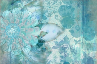 Bilderdepot24 Teppich Vinyl Wohnzimmer Schlafzimmer Flur Küche Blumen modern, rechteckig - blau glatt, nass wischbar (Küche, Tierhaare) - Saugroboter & Bodenheizung geeignet