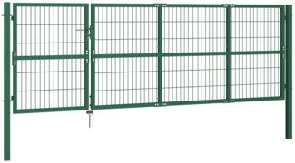 vidaXL Gartentor mit Pfosten 350 x 120 cm Stahl Grün 142570