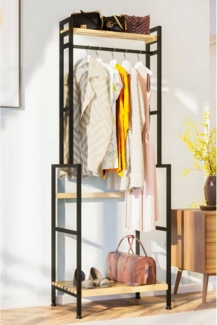 Jungengel Kleiderständer Zeitloser Garderobenständer Flurregal Regal Holz Metall Kleiderstange, (Einzelmöbel / Garderobenständer, 1-teilig – bestehend aus einem Garderobenständer mit 3 Ebenen), 164 x 53 x 40 cm, 3 Ebenen, Skandinavisches Design, Modern