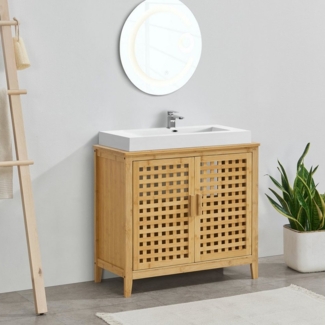 Waschbeckenunterschrank Ingmarsö Bambus 60x67x30cm [en. casa]