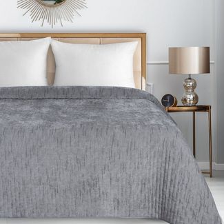 Eurofirany Tagesdecke Zweiseitige Bettdecke CHELEN/1 Chenille-Optik Beige Silber, 170x210 cm 220x240 cm Doppelbett Ehebett