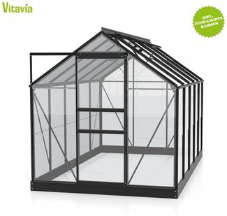 Vitavia Gewächshaus Planet/Venus 6200 195x321 3mm ESG schwarz + Fundamentsrahmen