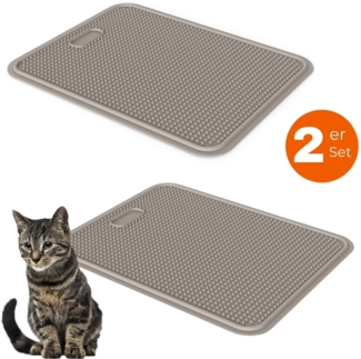 GarPet Katzentoilette 2er Set Katzenklo Matte Katzenstreu Katzentoilette Vorleger Grau