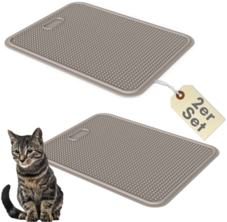 GarPet Katzentoilette 2er Set Katzenklo Matte Katzenstreu Katzentoilette Vorleger Grau