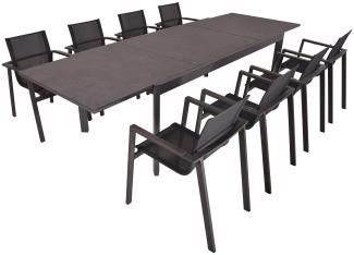 Garten Tischgruppe NEREA 9-tlg. Ausziehtisch und 8 × Stapelstuhl SOPHIA