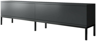 Dmora Fernsehschrank Espero, Ständer für Wohnzimmerfernseher, Niedriges Wohnzimmer-Sideboard, TV-Ständerbasis, 180x30h47 cm, Anthrazit und Schwarz