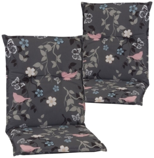 NYVI Sitzauflage Niedriglehner Auflagen 2er Set Barcelona Gartenstuhlauflagen 100x50cm, (2 St), Niederlehner Stuhlauflage Sitzauflage mit Halteband Blumen Floral