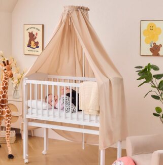 Alavya Home® Betthimmel Babybetthimmel mit Himmelstange Baldachin Insektenschutz für Babybett (2-tlg), Komplett-Set 100% Bio-Baumwolle, GOTS-geprüft, 150 x 240 cm