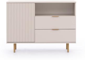 Furnix Kommode Mortia K1D2SZ Sideboard mit Schubladen und Metallfüßen