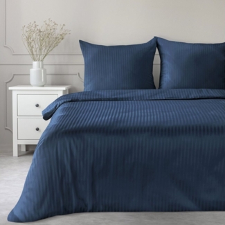 Eurofirany Bettwäsche Satin-Damast Bettwäschegarnitur 2TLG / 3TLG Baumwolle, Streifen, einfarbig, elegantes Design