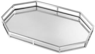 Casa Padrino Luxus Designer Edelstahl Tablett Nickel Finish 60x40 x H. 5 cm - Luxus Accessoires