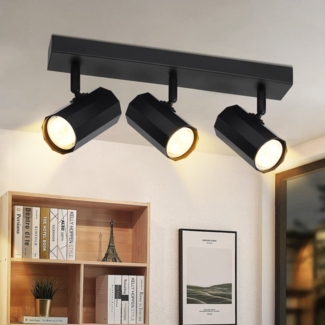 ZMH Deckenleuchte 3 Metallspots MAX. 25W GU10 Schwarze Retro Glühbirnen Vintage Wohnzimmerlampe 350° verstellbar für Küche, Esszimmer