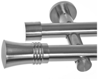 BASIT Gardinenstange Edelstahloptik 20mm mit Wandträgern 120 cm E86, Ø 20 mm, 2-läufig, verschraubt, Metall, H41 120 cm E86 Knauf