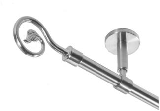 BASIT Gardinenstange Rohr Edelstahl 16 mm mit Deckenträgern 120 cm E20, Ø 16 mm, 1-läufig, verschraubt, Edelstahl, D11 120 cm E20 Blatt
