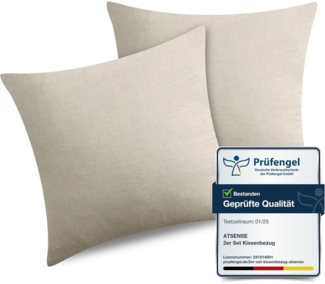 Kissenbezug 40x40 cm 100% Baumwolle Reißverschluss Beige 2er Set