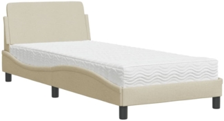 vidaXL Bett mit Matratze "Dover" Creme 90x200 cm Stoff 3208329