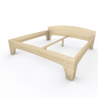 Holzbett (Fichte) "Rosi" 200x200 cm 48 cm mit Kopfteil Massivholzbett Bett