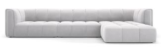 Micadoni Modulares Ecksofa Serena 5-Sitzer Samtstoff, Silber, Rechts