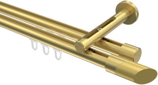 Innenlauf-Gardinenstangen-Set Siteno Verano 420 cm (geteilt in 3 x 140 cm), 2-läufig, 20 mm Ø Messing-Optik