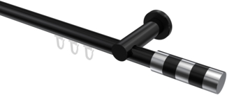 Innenlauf-Gardinenstangen-Set Platon Mavell 240 cm (geteilt in 2 x 120 cm), 1-läufig, 20 mm Ø Schwarz